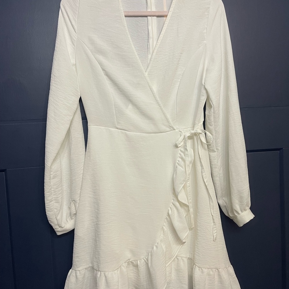 Altar'd State Cream Long Sleeve Wrap Dress